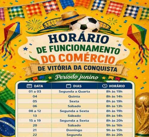 Horário especial do comércio no período junino em 2026