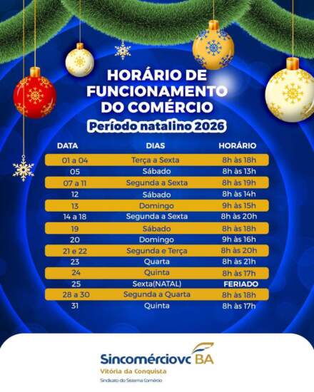 Horário Natal 2026-